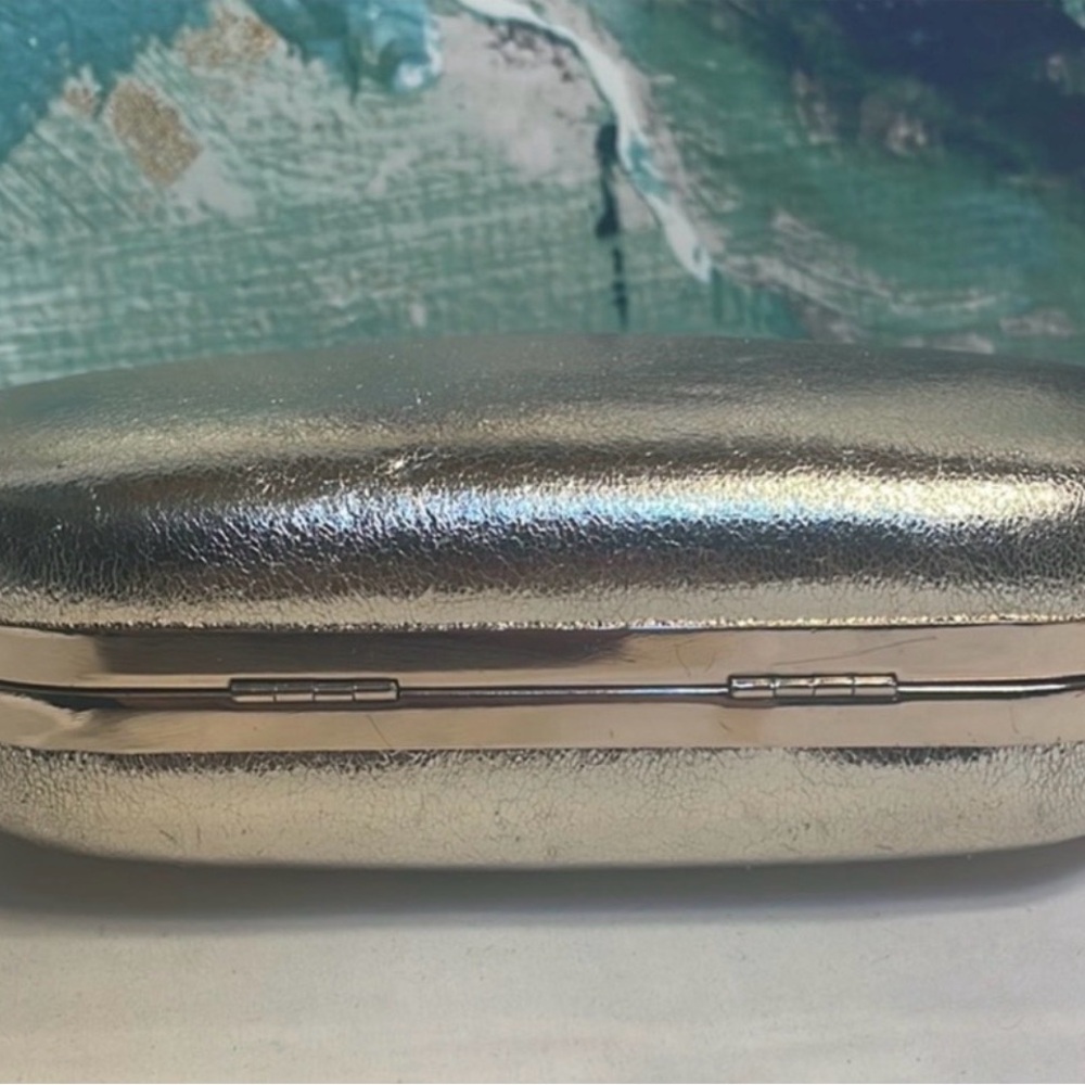 RSVP/Charming Charlie Metallic Gold Clutch with crossbody strap - Picture 11 of 13